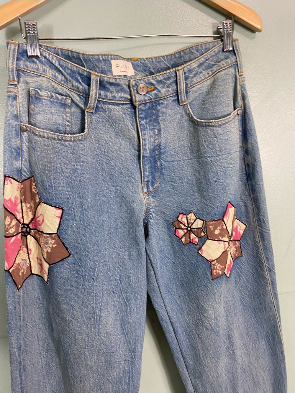 Anthropologie Pilcro Baggy Boyfriend High Rise Quilted Jeans Blue Size 27 - Picture 3 of 7